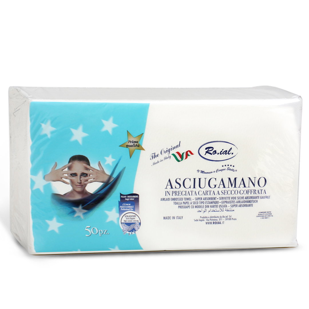 Asciugamani Piegati Monouso in Carta a Secco Goffrata 35 X67 50pz
