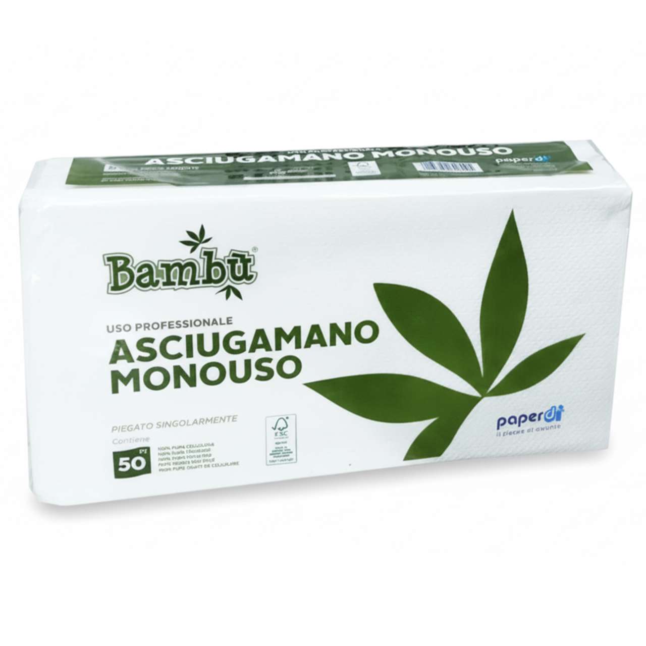Bambù Asciugamani in Carta Monouso Pura Cellulosa 34x68cm - 50pz