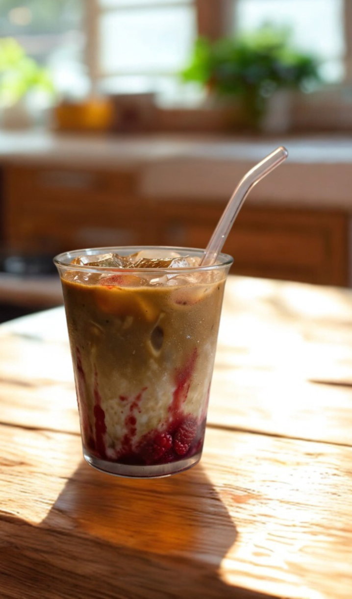 Iced🍓Raspberry Hojicha Latte 🧊