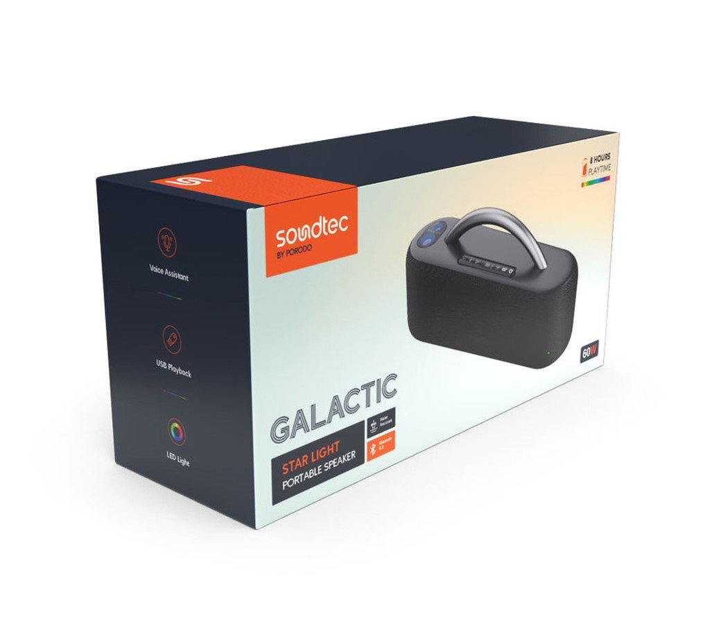 Porodo Soundtec Star Light Galactic Portable Speaker - Black_1