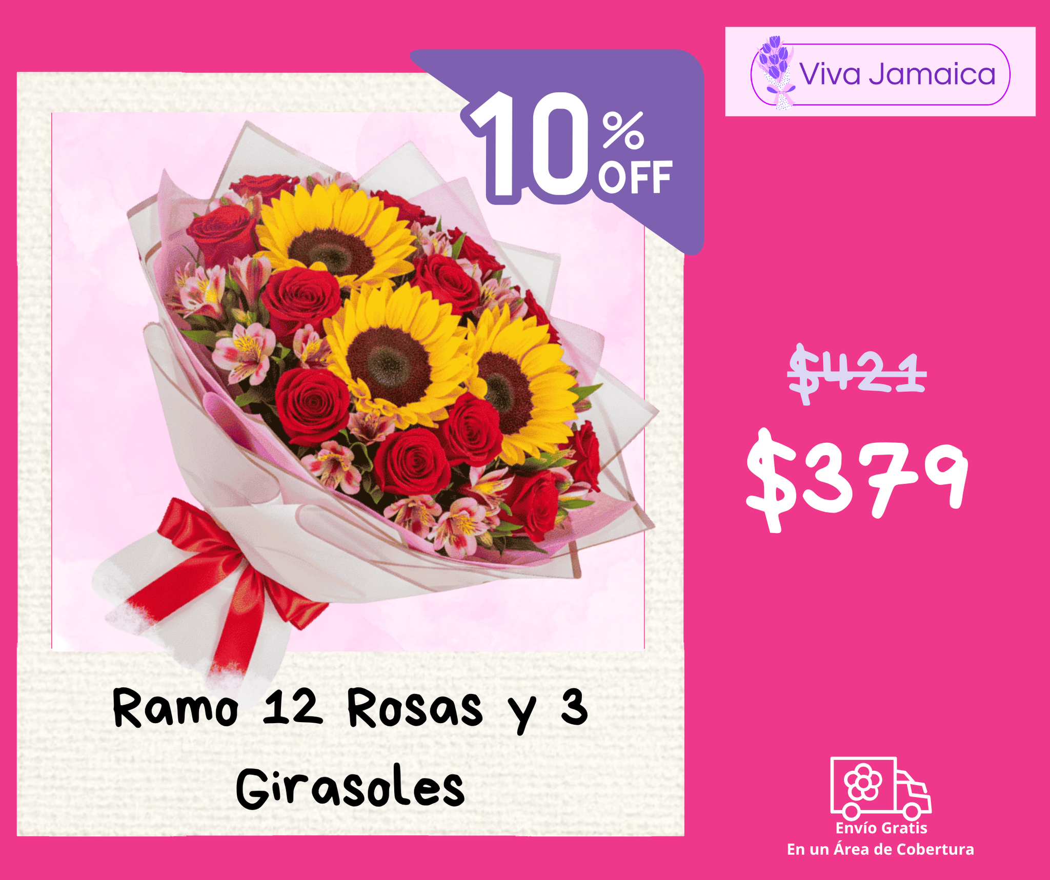 Ramo 12 Rosas y 3 Girasoles_0