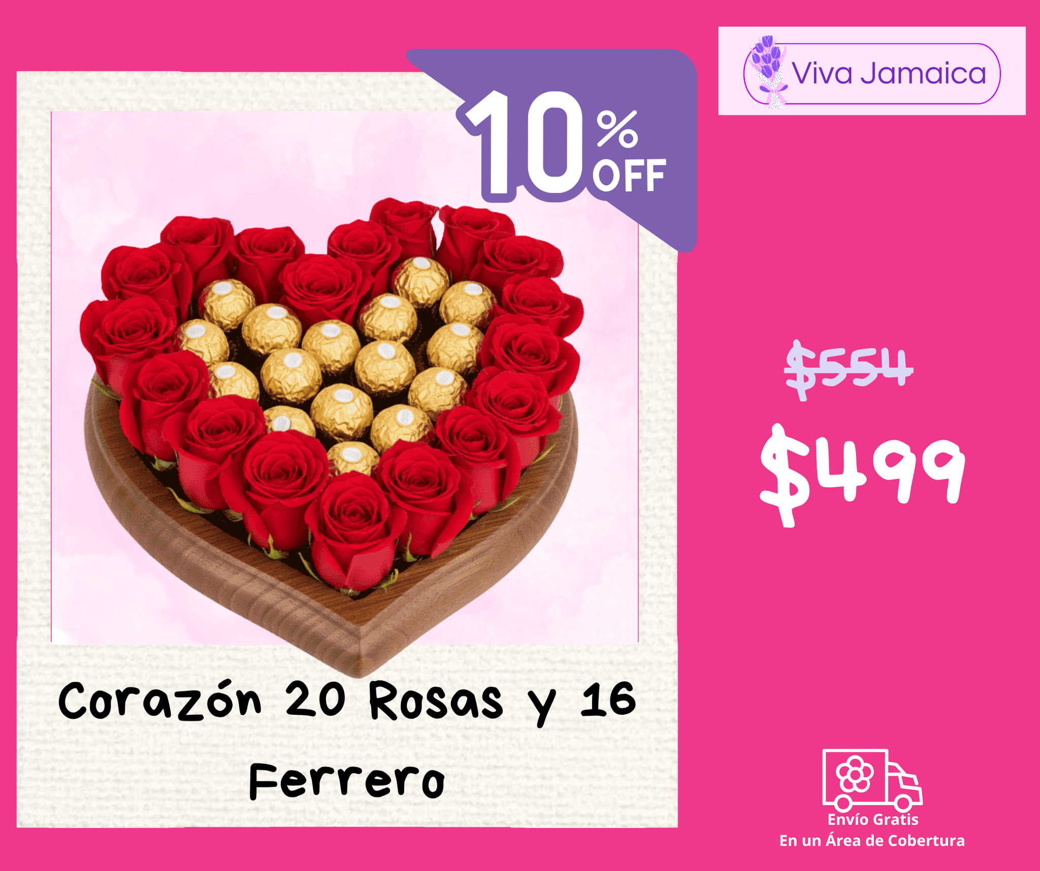 Corazón 20 Rosas y 16 Ferrero_0
