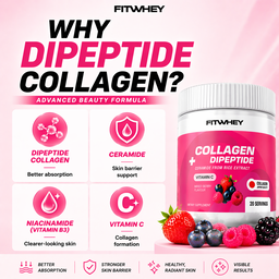 FITWHEY™ Collagen Dipeptide 5555mg (20 Servings) | Marine Collagen Powder | Skin Hydration • Beauty & Glow • Zero Sugar