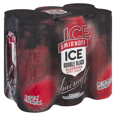 Smirnoff Ice Double Black with Guarana 6 x 250ml