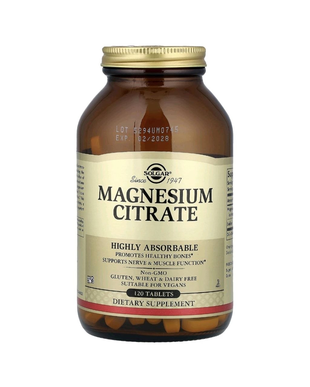 Solgar, Magnesium Citrate (Maqnezium Sitrat), 120 Tablet