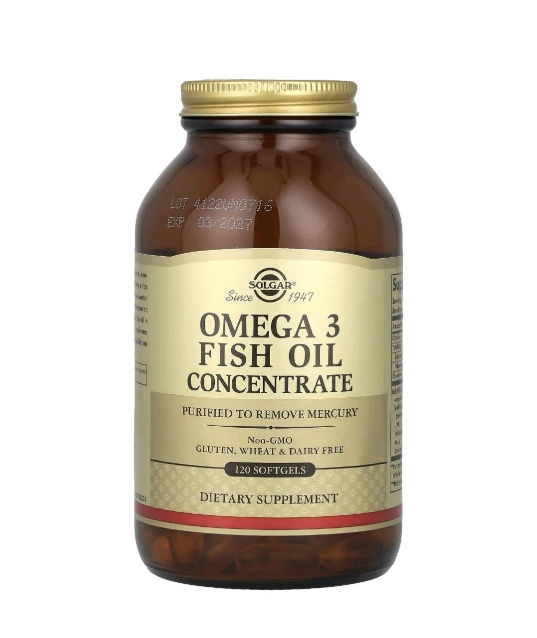 Solgar, Omega-3 Fish Oil Concentrate (Balıq Yağı Konsentratı), 120 Yumşaq Kapsul
