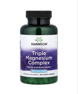 Swanson, Triple Magnesium Complex (Üçlü Maqnezium Kompleksi), 400 mq, 100 Vegan Kapsul
