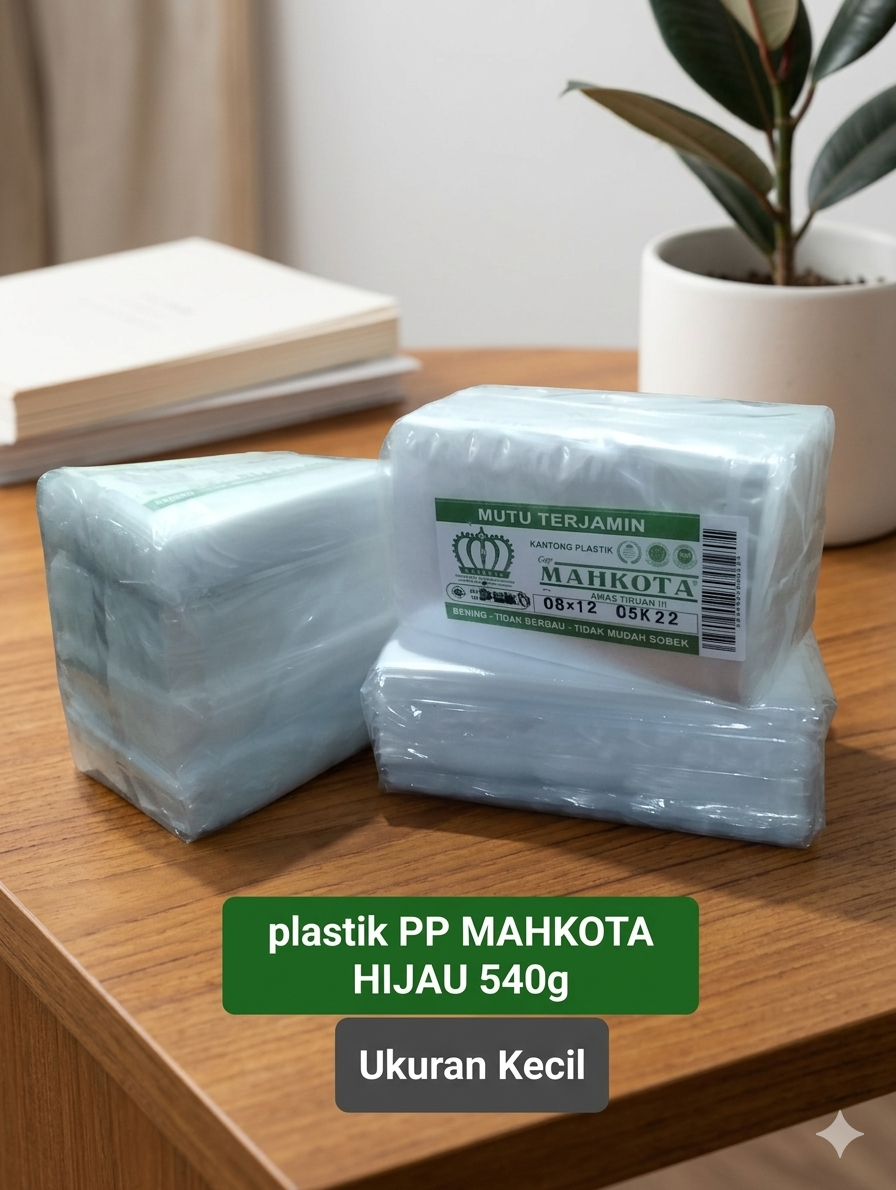 Plastik PP Mahkota Hijau Tri Gunung 540g Ukuran Kecil