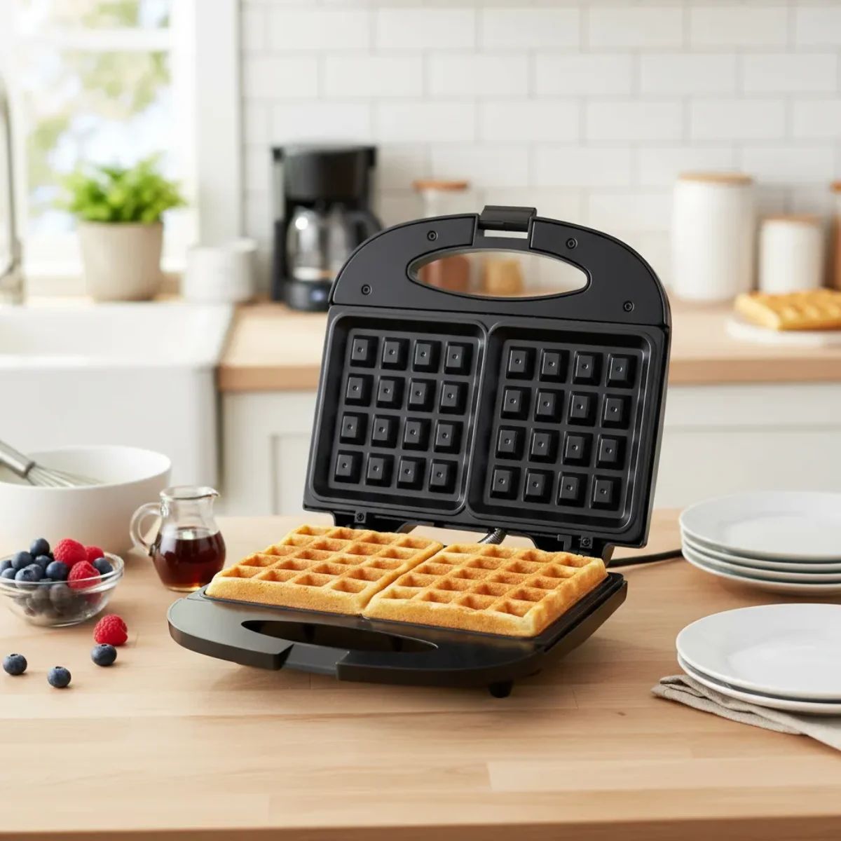 Waflera Antiadherente para 2 Wafles Belgas _1