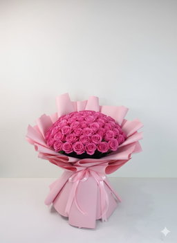 50pcs Pink Rose WW With Pink Wrapping 