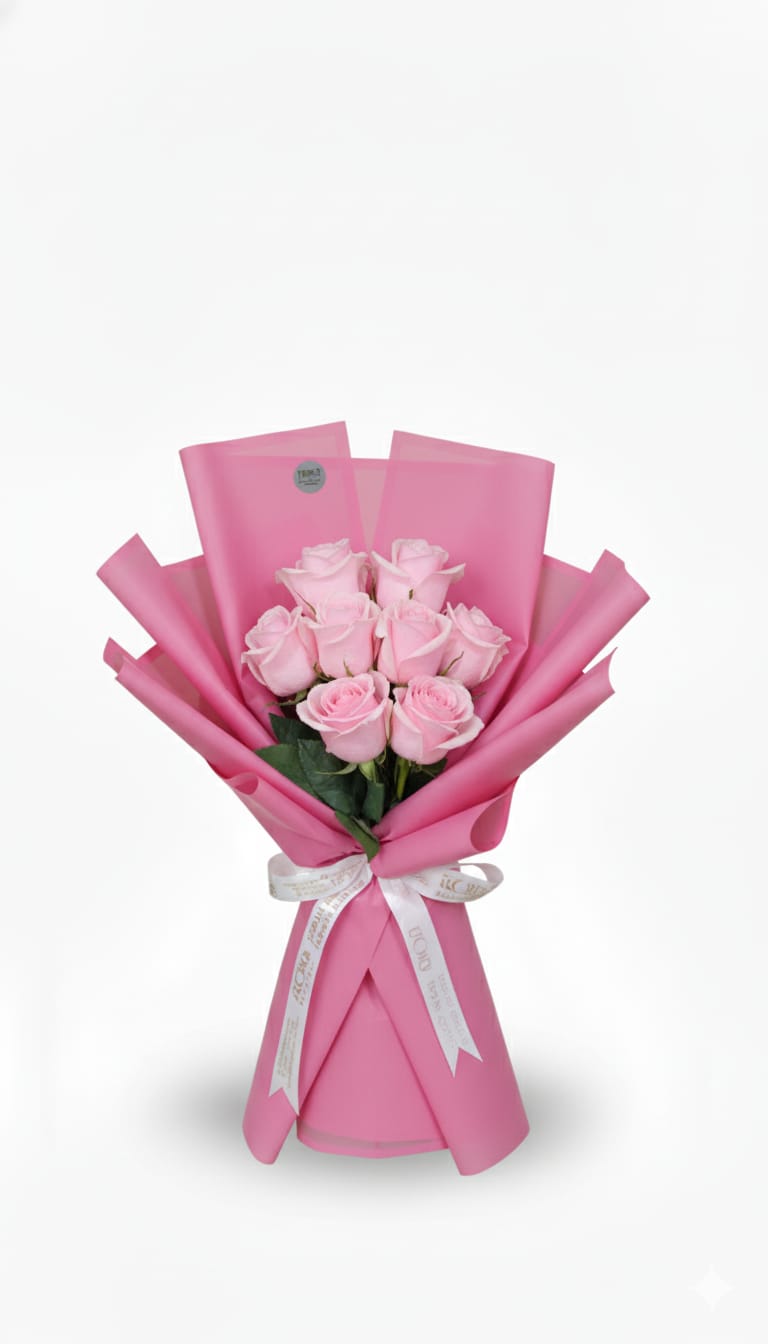 10pcs Classic Pink Roses in Luxury Pink Wrap