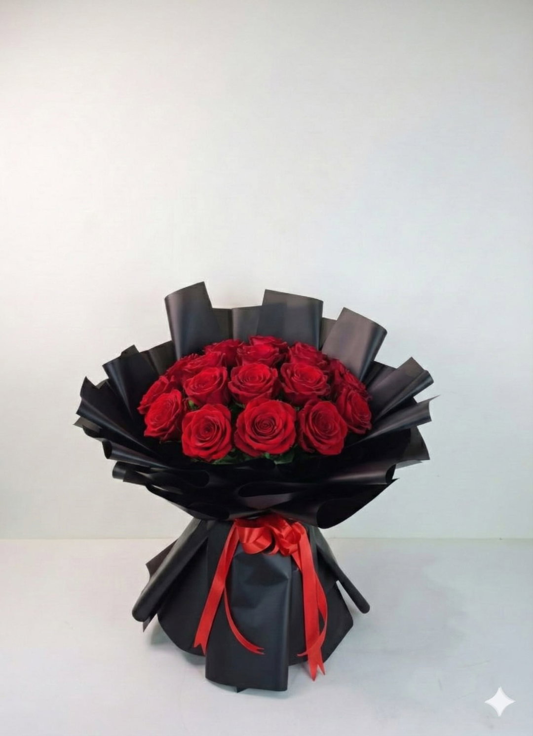 50pcs Red Rose WW With Black Wrapping