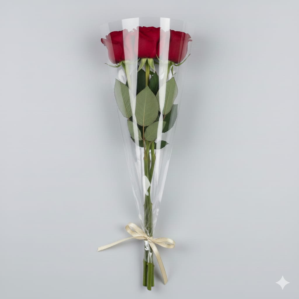 3pcs Red Roses _0