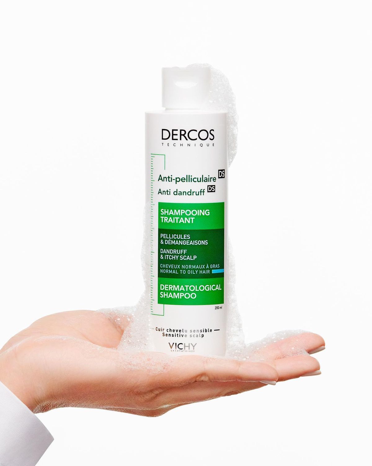 ‏VICHY Shampoo Dercos Technique Anti Dandruff Dermatological - 200ml | فيشي شامبو ضد القشرة للشعر العادي والدهني - 200 مل_1