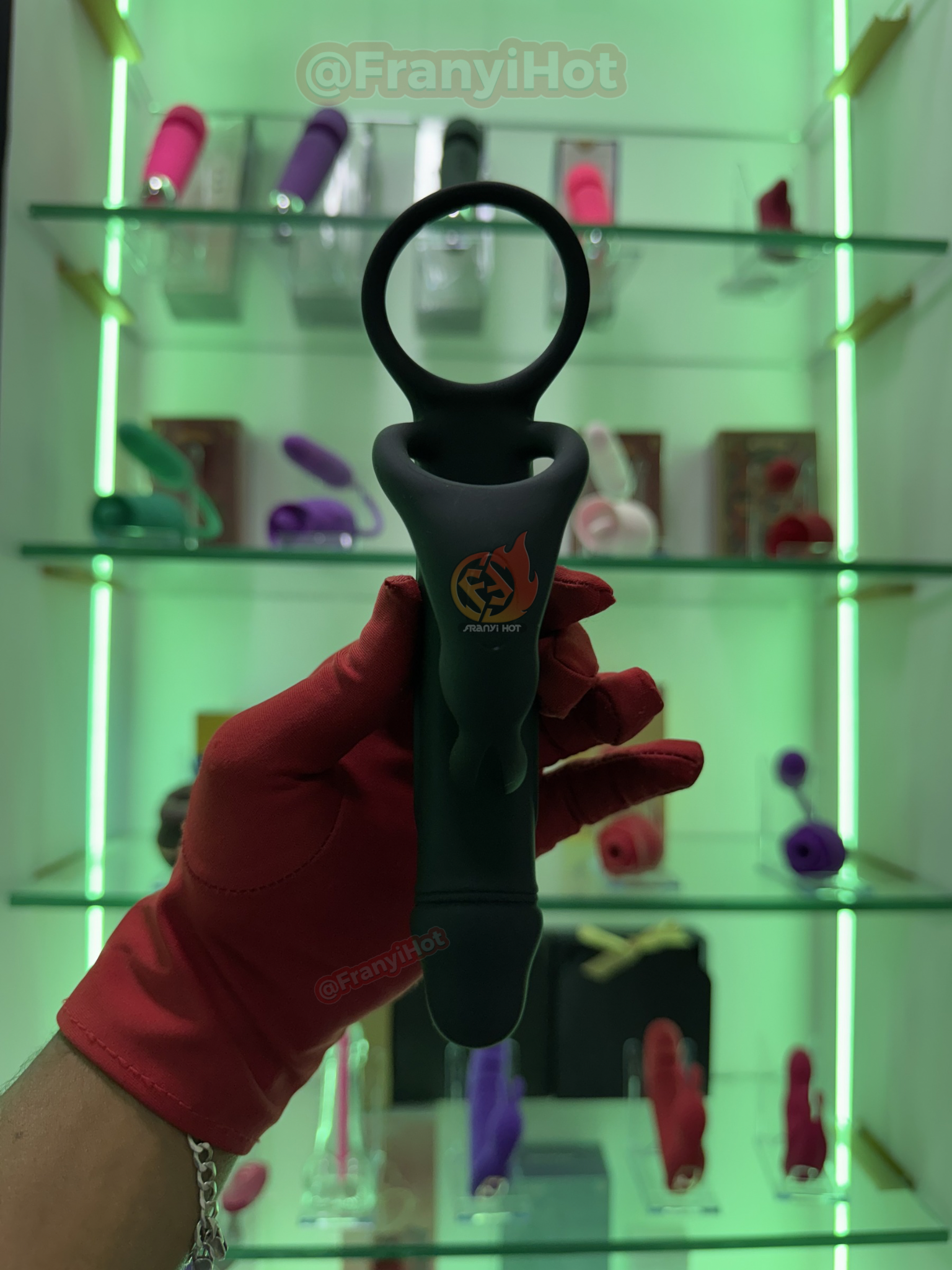 Anillo vibratorio de doble penetración con orejas para estimular el clitoris _2