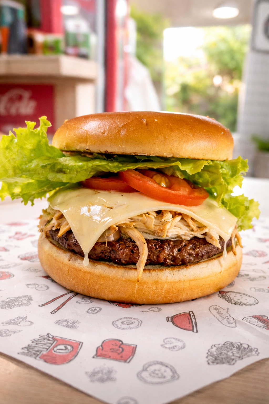Hamburguesa de Res Con (Pollo Mechado)_0