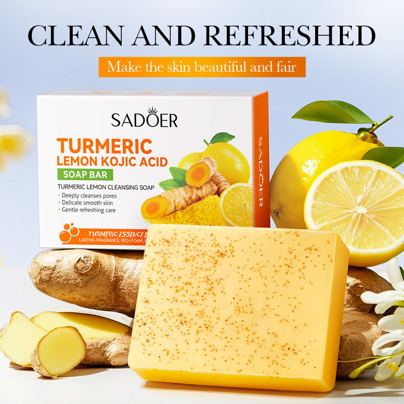 SADOER Turmeric Kojic Acid Lemon Skin Bar Soap 100g_1