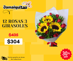 12 ROSAS 3 GIRASOLES
