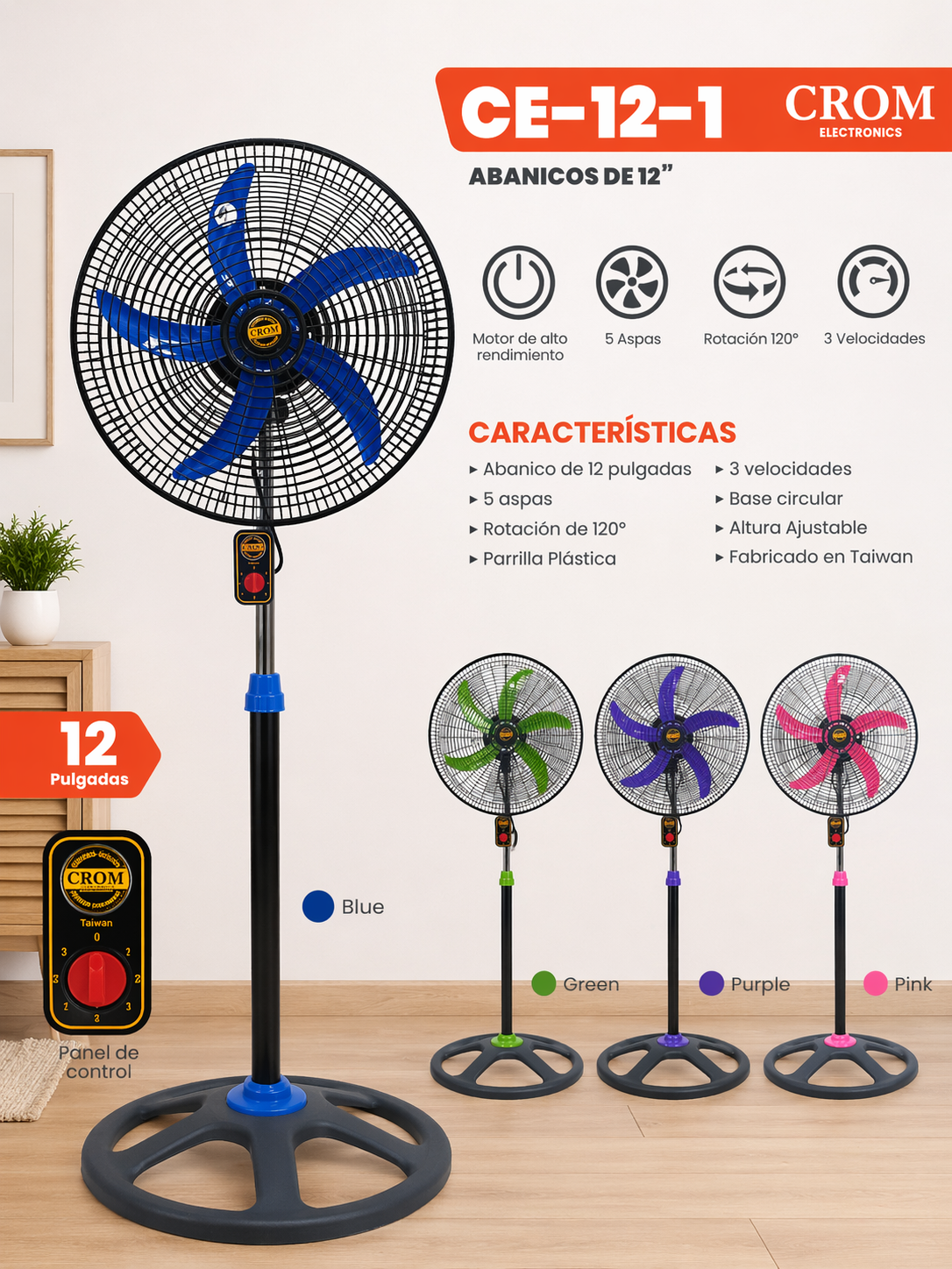  VENTILADOR DE PEDESTAL CROM 12” _0