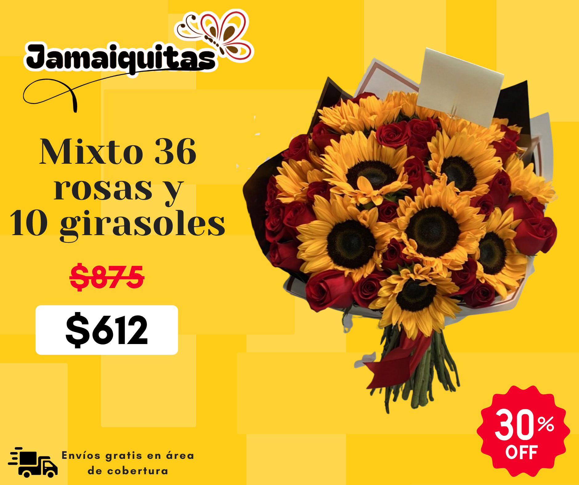 Mixto 36 rosas y 10 girasoles_0