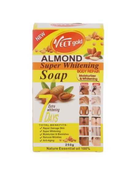 Veet Gold Almond Super Whitening Soap, Moisturizer & Whitening, 250g