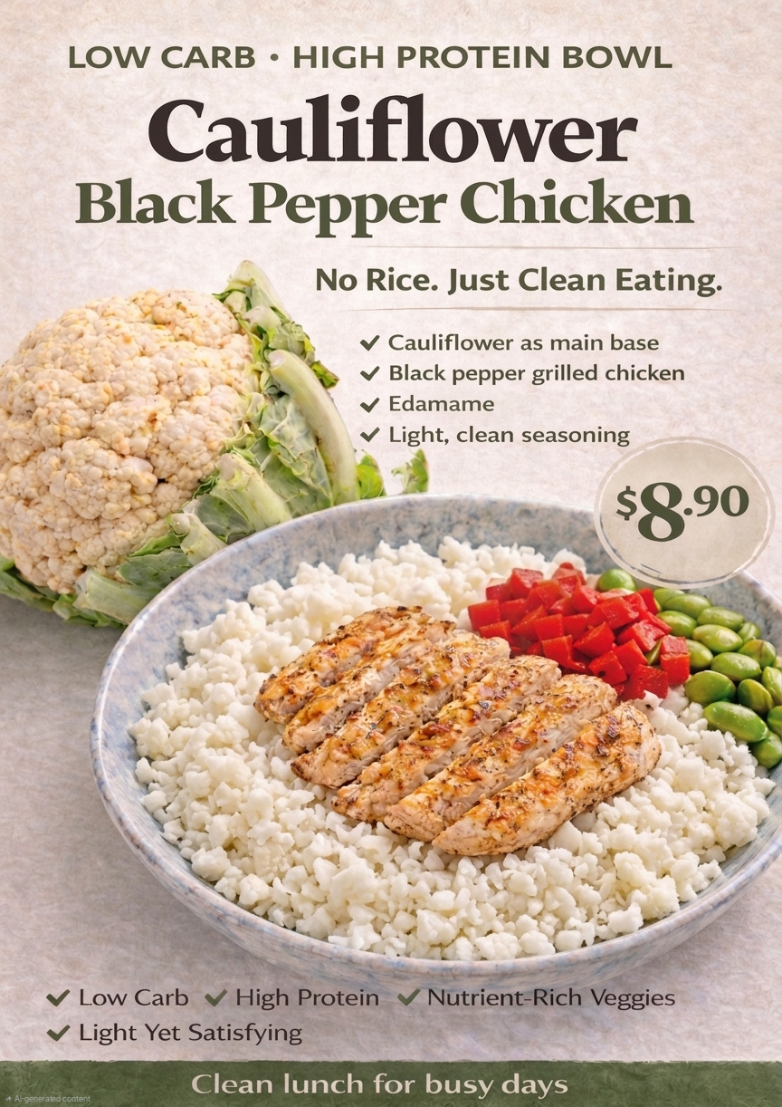 Cauliflower Black Pepper Chicken bowl_3