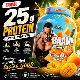 BAAM!!™ My Whey MAX Whey Protein (5lbs / 2.3kg) | 25g High-Quality Whey Protein • Lab-Tested • Low Sugar • Muscle Recovery • Limited Edition Delicious Flavors