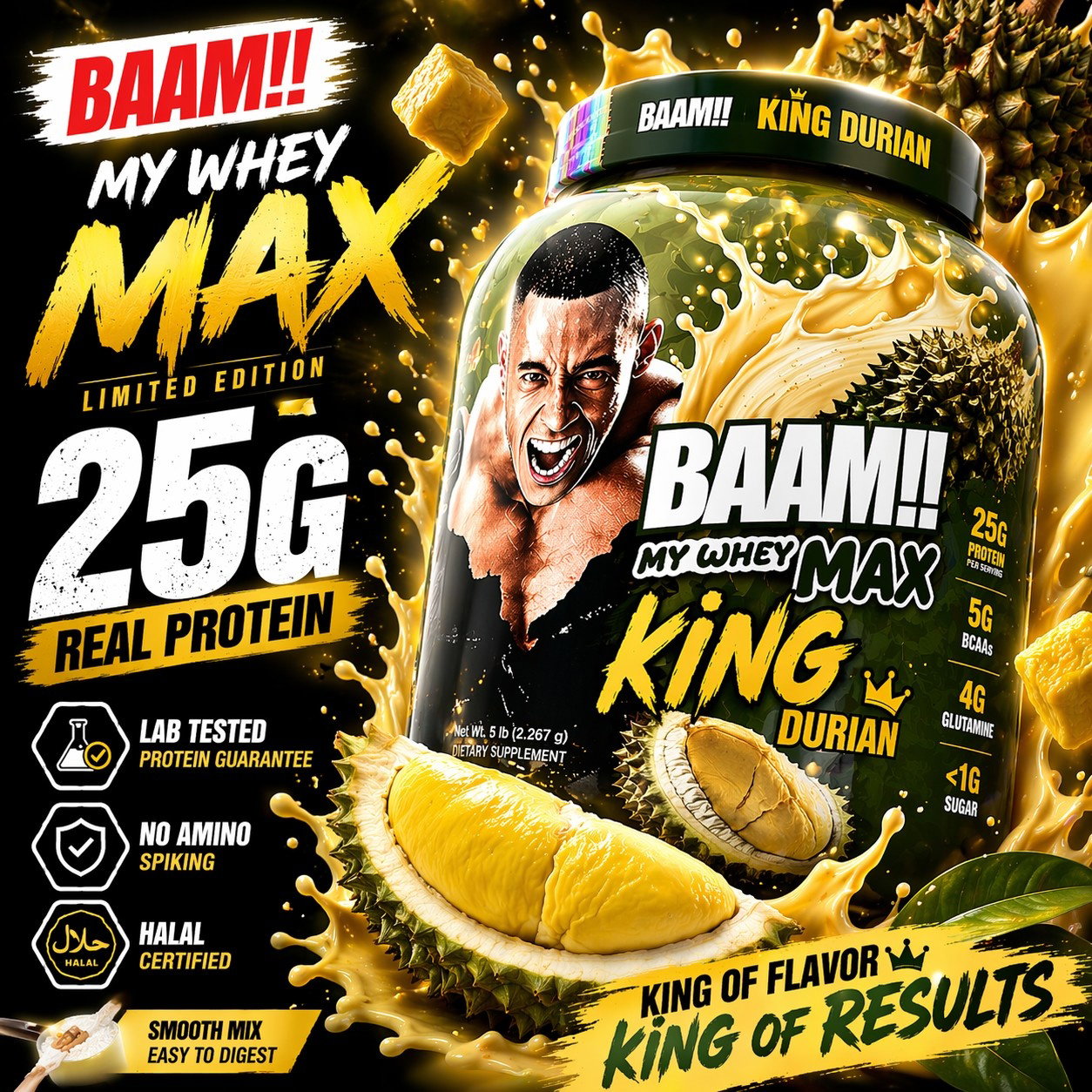 BAAM!!™ My Whey MAX Whey Protein (5lbs / 2.3kg) | 25g High-Quality Whey Protein • Lab-Tested • Low Sugar • Muscle Recovery • Limited Edition Delicious Flavors_2