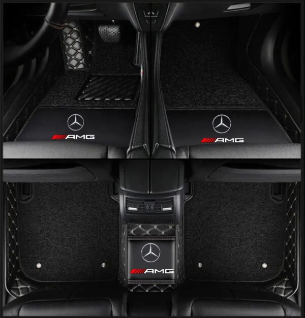 TAPIS 9D LUXURY-mercedes (noir/gris)+ mokitte noir