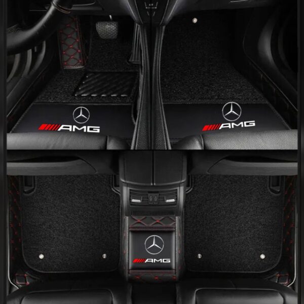 TAPIS 9D LUXURY-mercedes (noir/rouge)+ mokitte noir