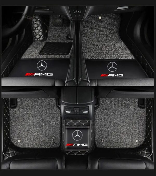 TAPIS 9D LUXURY-mercedes (noir/gris)+ mokitte gris