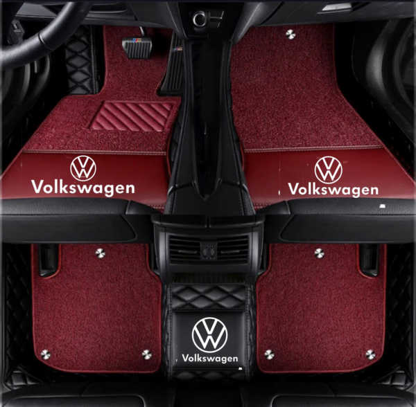 TAPIS 9D LUXURY-VOLKSWAGEN  (noir/noir)+ mokitte rouge 