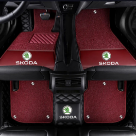 TAPIS 9D LUXURY-SKODA  (noir/noir)+ mokitte rouge 