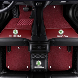 TAPIS 9D LUXURY-SKODA  (noir/noir)+ mokitte rouge 