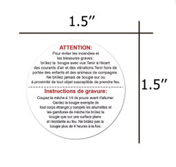 Etiqueta adhesiva de Advertencia para velas. 