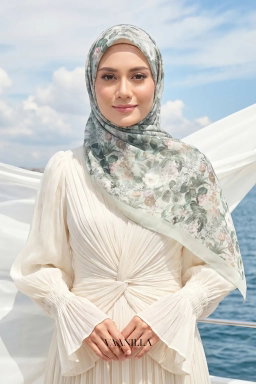 Floria Scented Japan Voile Square Scarf in Sage Green