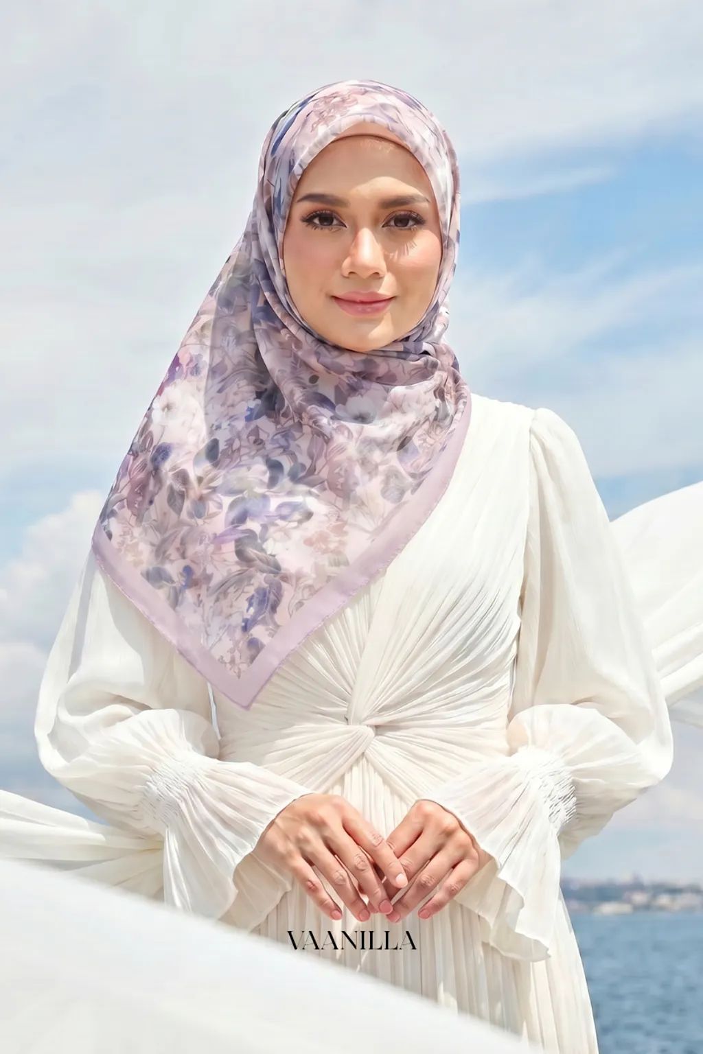 Floria Scented Japan Voile Square Scarf in Liliac Whisper_0