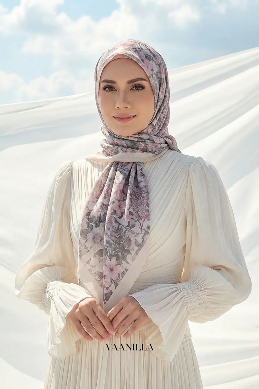 Floria Scented Japan Voile Square Scarf in Petal Blush