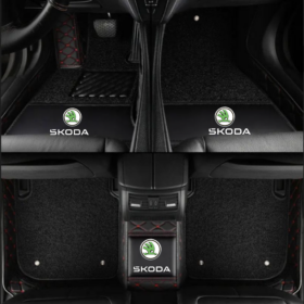 TAPIS 9D LUXURY-SKODA  (noir/rouge)+ mokitte noir