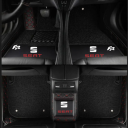 TAPIS 9D LUXURY-seat  (noir/rouge)+ mokitte noir