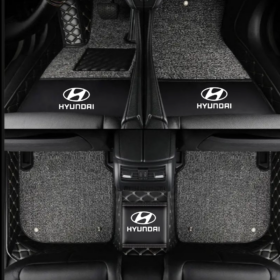 TAPIS 9D LUXURY-hyundai (noir/gris)+ mokitte gris