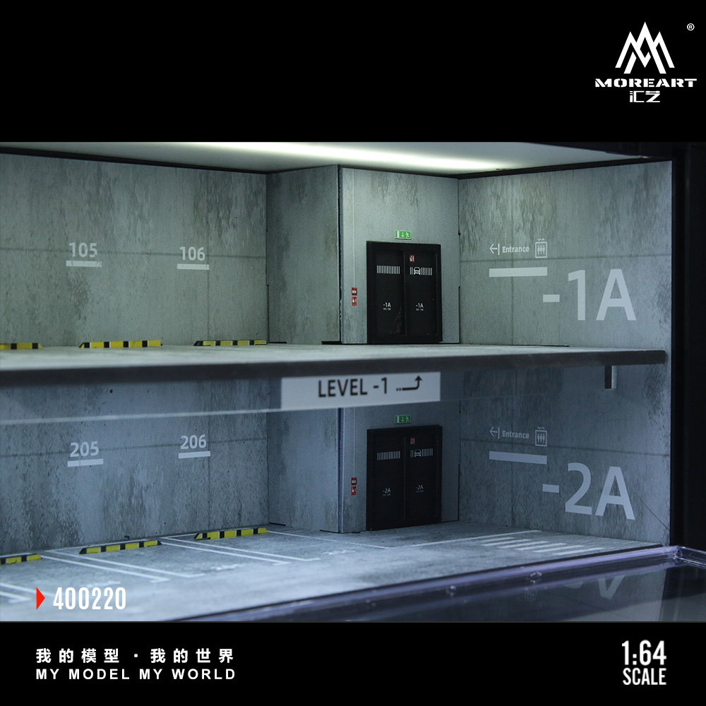 MOREART MODEL 1/64 DIORAMA CONTAINER - UNDERGROUND PARKING GARAGE SCENE