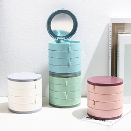 Organiseur à Bijoux Rotatif 4 Niveaux avec Miroir Intégré