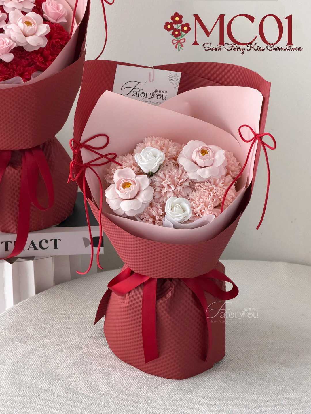 ( MC01 ) Sweet Fairy Kiss Soap Carnation Bouquet