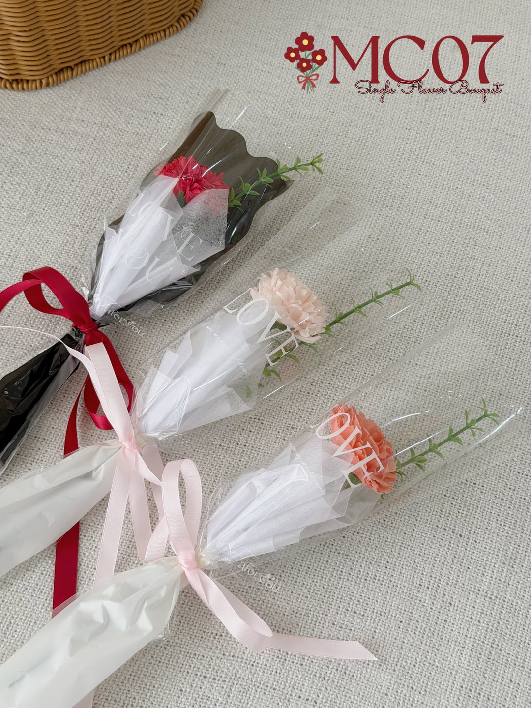 ( MC07 ) Single Stalk Soap Carnation Bouquet
