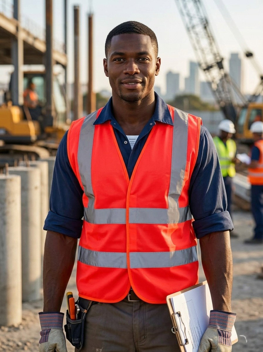 Gilet de sécurité Orange Haute-Visibilité avec bandes réfléchissantes_0