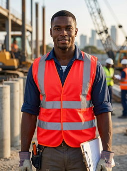 Gilet de sécurité Orange Haute-Visibilité avec bandes réfléchissantes