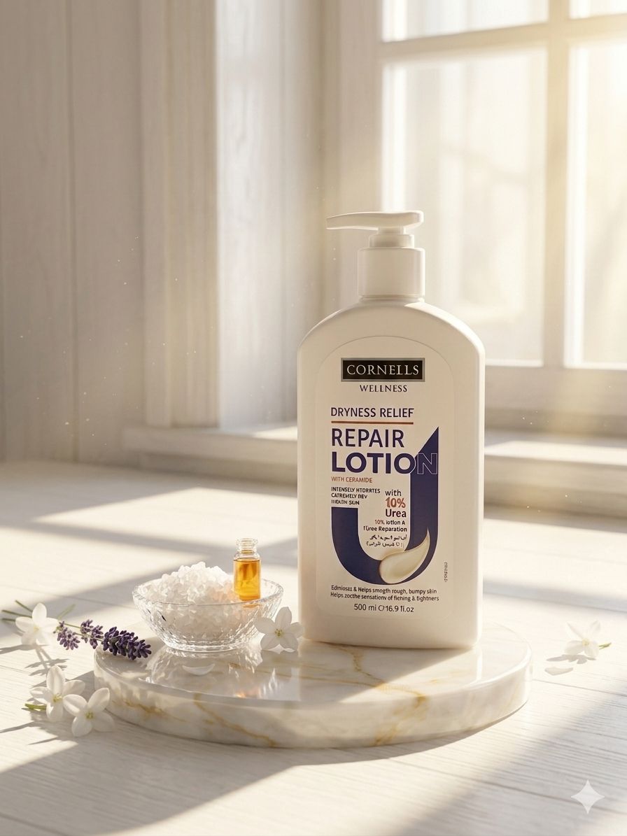 Cornells dryness relief repair lotion 10% urea كورنلز لوشن ترطيب الجسم يوريا 10‎%‎