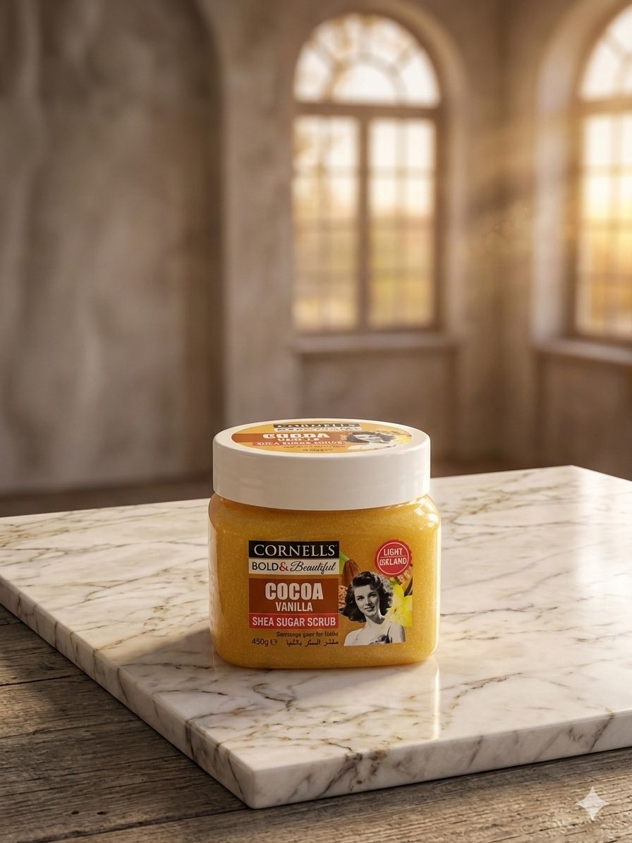 Cornells shea sugar scrub كورنيلز مقشر سكر زبدة الشيا بزبدة الكاكاو والفانيلا