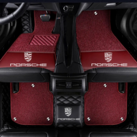TAPIS 9D LUXURY-porshe (noir/noir)+mokitte rouge